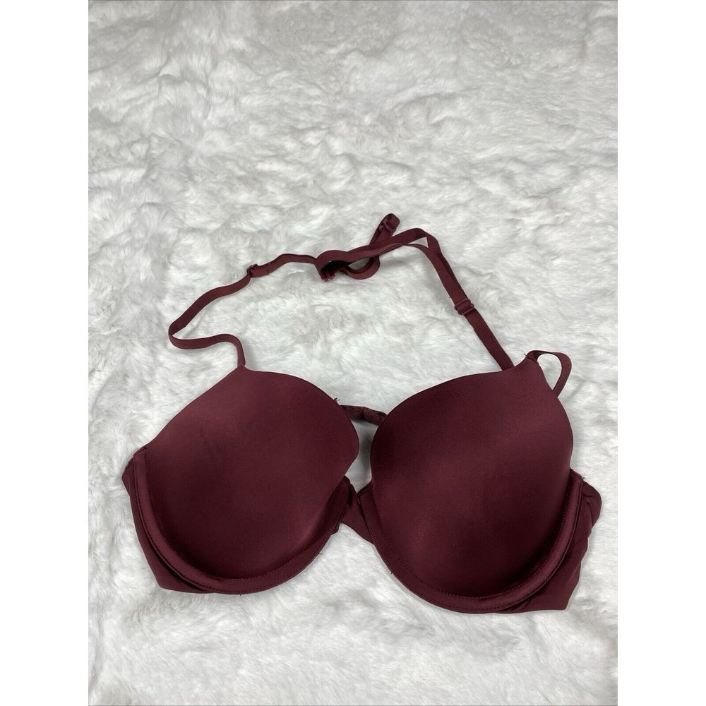 Calvin Klein Bra Size 34B Burgundy Underwire Full Coverage 3400